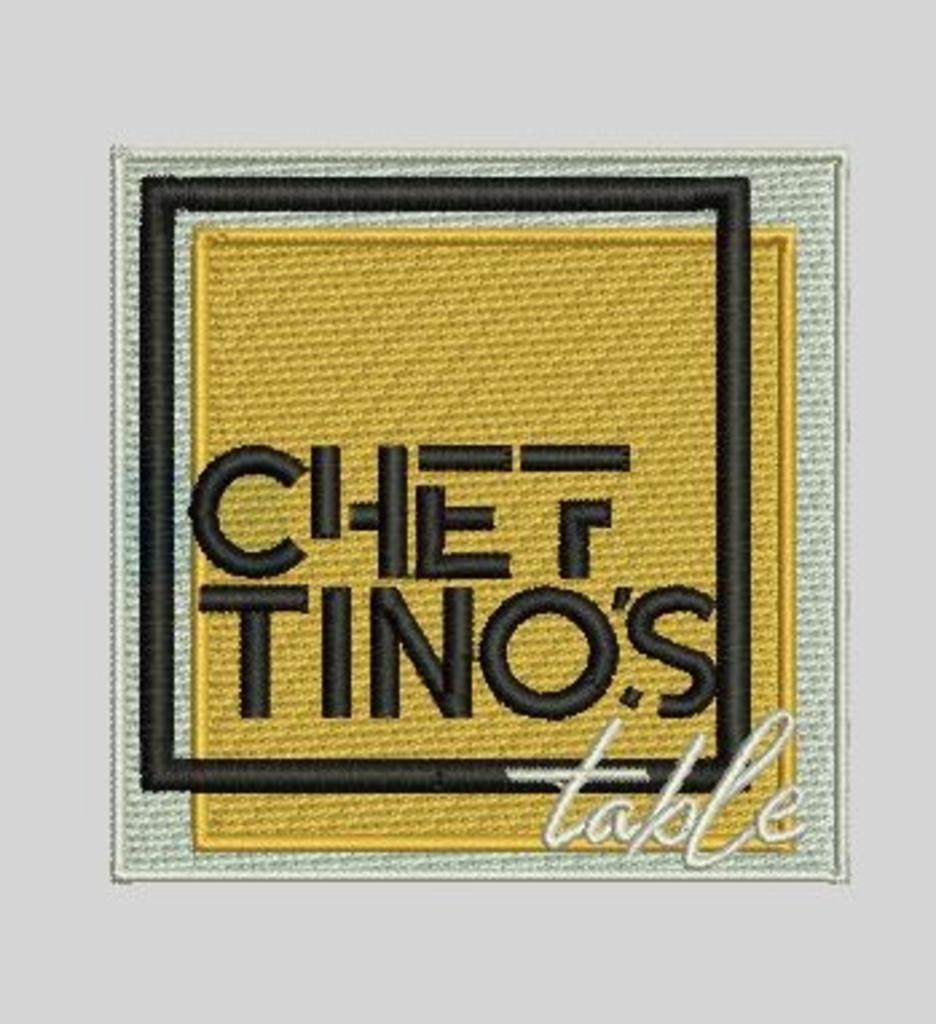 Embroidered logo for Chef Tino’s Table by Texas Embroidery & Screen Printing