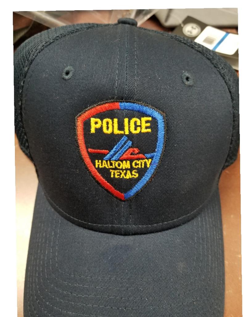 Haltom City, Texas Police logo embroidered on cap by Texas Embroidery & Screen Printing