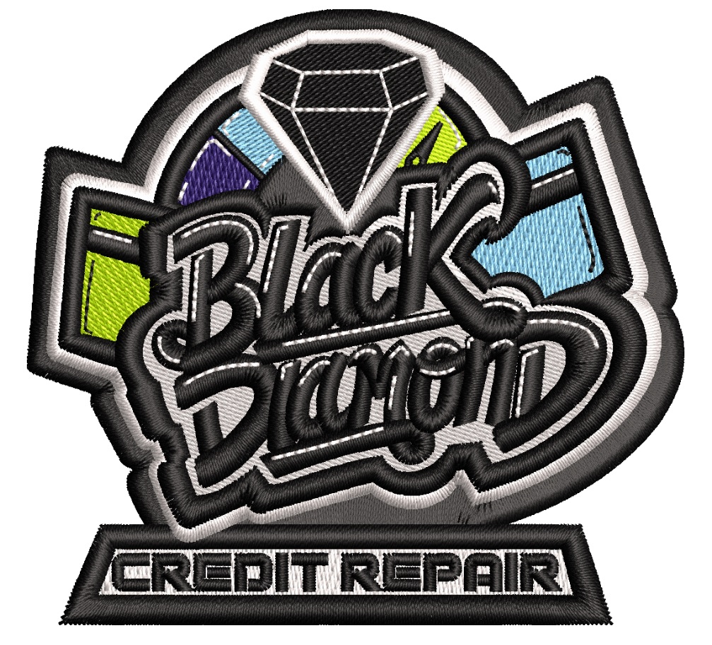 Black Diamond Credit Repair logo embroidered by Texas Embroidery & Screen Printing